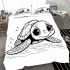 Cute cartoon baby turtle with big eyes swimming in the ocean bedding set