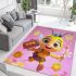 Cute cartoon bee character holding flowers and honeycomb area rugs carpet