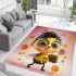 Cute cartoon bee character holding flowers and honeycomb area rugs carpet