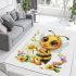 Cute cartoon bee holding flowers area rugs carpet