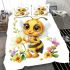 Cute cartoon bee holding flowers bedding set