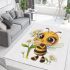 Cute cartoon bee holding flowers area rugs carpet