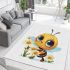 Cute cartoon bee holding flowers area rugs carpet