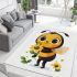 Cute cartoon bee holding flowers area rugs carpet