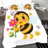 Cute cartoon bee holding flowers bedding set