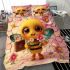 Cute cartoon bee holding flowers and a briefcase bedding set