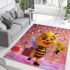 Cute cartoon bee holding flowers and a briefcase area rugs carpet