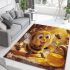 Cute cartoon bee is happily eating honey area rugs carpet