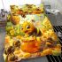 Cute cartoon bee is happily eating honey bedding set