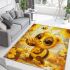 Cute cartoon bee is holding honey area rugs carpet