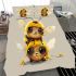 Cute cartoon bee is sitting on the head bedding set