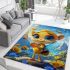 Cute cartoon bee with big eyes holding a heart shaped honey area rugs carpet