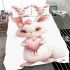 Cute cartoon bunny with a pink bow holding a heart bedding set