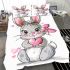 Cute cartoon bunny with a pink bow holding a heart bedding set