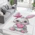 Cute cartoon bunny with a pink bow holding a heart area rugs carpet