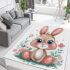 Cute cartoon bunny with big eyes and flowers area rugs carpet