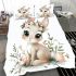 Cute cartoon bunny with big eyes sitting on the flowers bedding set