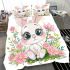 Cute cartoon bunny with big eyes sitting on the flowers bedding set