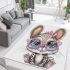 Cute cartoon bunny with pink heart shaped glasses area rugs carpet