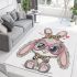 Cute cartoon bunny with pink heart shaped glasses area rugs carpet