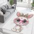 Cute cartoon bunny with pink heart shaped glasses area rugs carpet