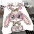 Cute cartoon bunny with pink heart shaped glasses bedding set