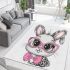 Cute cartoon bunny with pink heart shaped glasses area rugs carpet