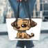 Cute cartoon dog leather tote bag