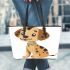 Cute cartoon dog leather tote bag