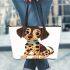 Cute cartoon dog leather tote bag