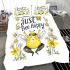Cute cartoon drawing of a happy bee doing bedding set