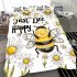 Cute cartoon drawing of a smiling bee bedding set