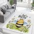 Cute cartoon drawing of a smiling bee doing area rugs carpet