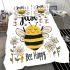 Cute cartoon drawing of a smiling bee doing bedding set