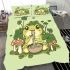 Cute cartoon frog eating ramen bedding set