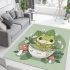 Cute cartoon frog eating ramen area rugs carpet