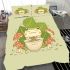 Cute cartoon frog eating ramen bedding set