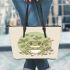 Cute cartoon frog eating ramen leaather tote bag