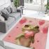 Cute cartoon frog holding a pink heart area rugs carpet