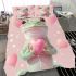 Cute cartoon frog holding a pink heart bedding set