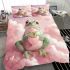 Cute cartoon frog holding a pink heart bedding set