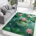 Cute cartoon frog in the water area rugs carpet