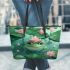 Cute cartoon frog in the water leaather tote bag