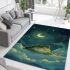 Cute cartoon frog lies on the clouds in space area rugs carpet