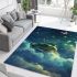 Cute cartoon frog lies on the clouds in space area rugs carpet