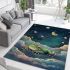 Cute cartoon frog lying on the clouds in space area rugs carpet