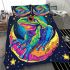 Cute cartoon frog on the moon psychedelic rainbow colors bedding set