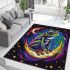 Cute cartoon frog on the moon psychedelic rainbow colors area rugs carpet