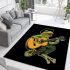 Cute cartoon frog playing guitar in a simple drawing area rugs carpet