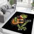 Cute cartoon frog playing guitar in a simple drawing area rugs carpet